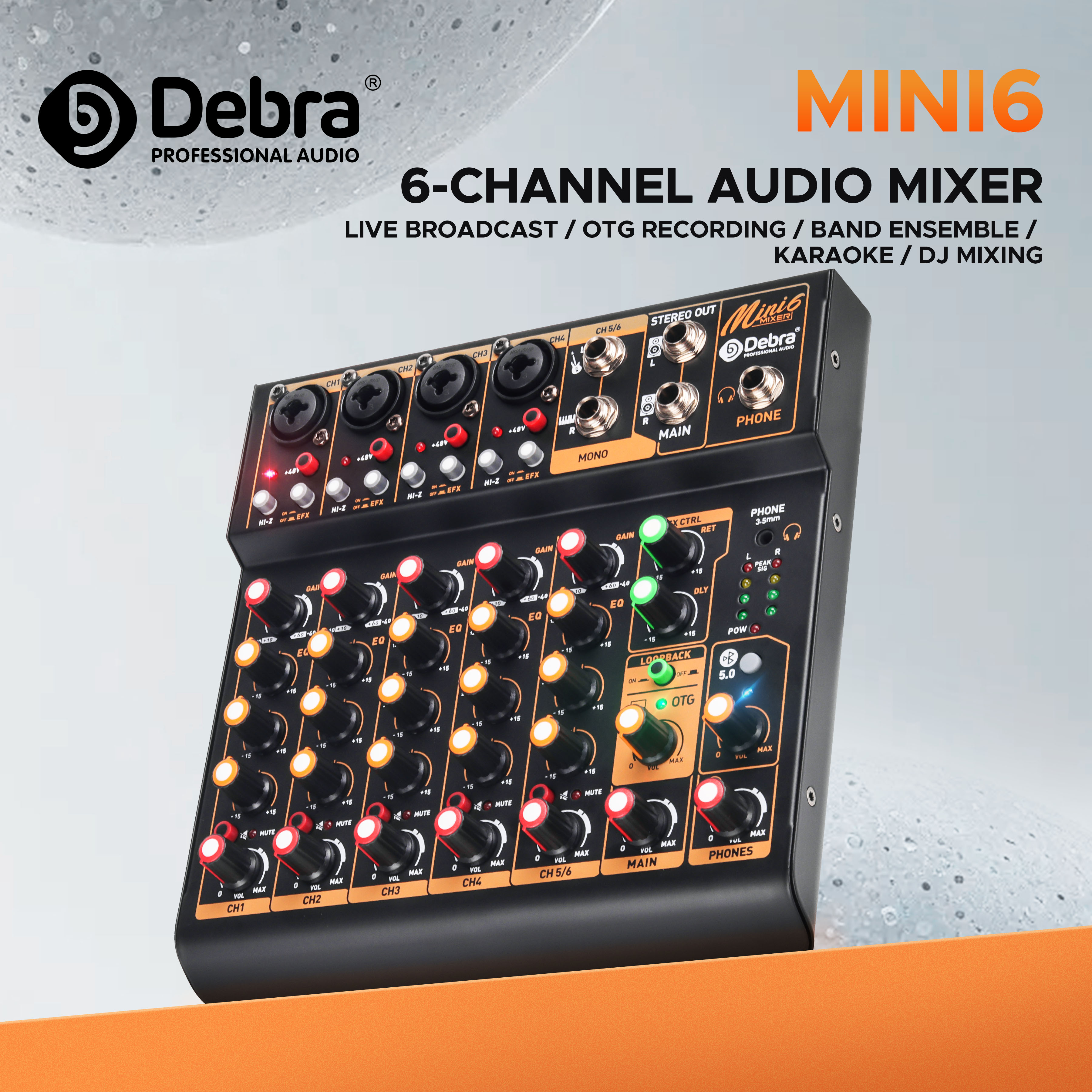 Audio Mixer 4 Channel - Debra OTG Metal Audio Mixer DJ