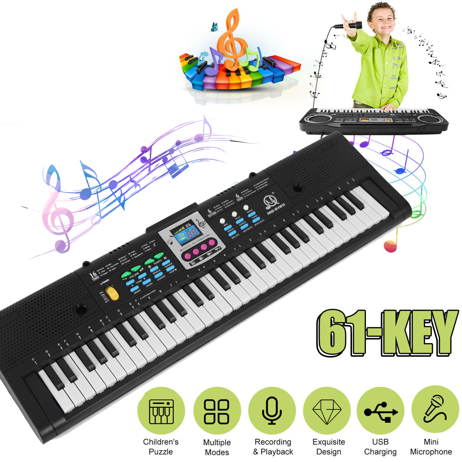 Keyboard Piano 61 Key - 61 Keys Digital Music Electronic Keyboard