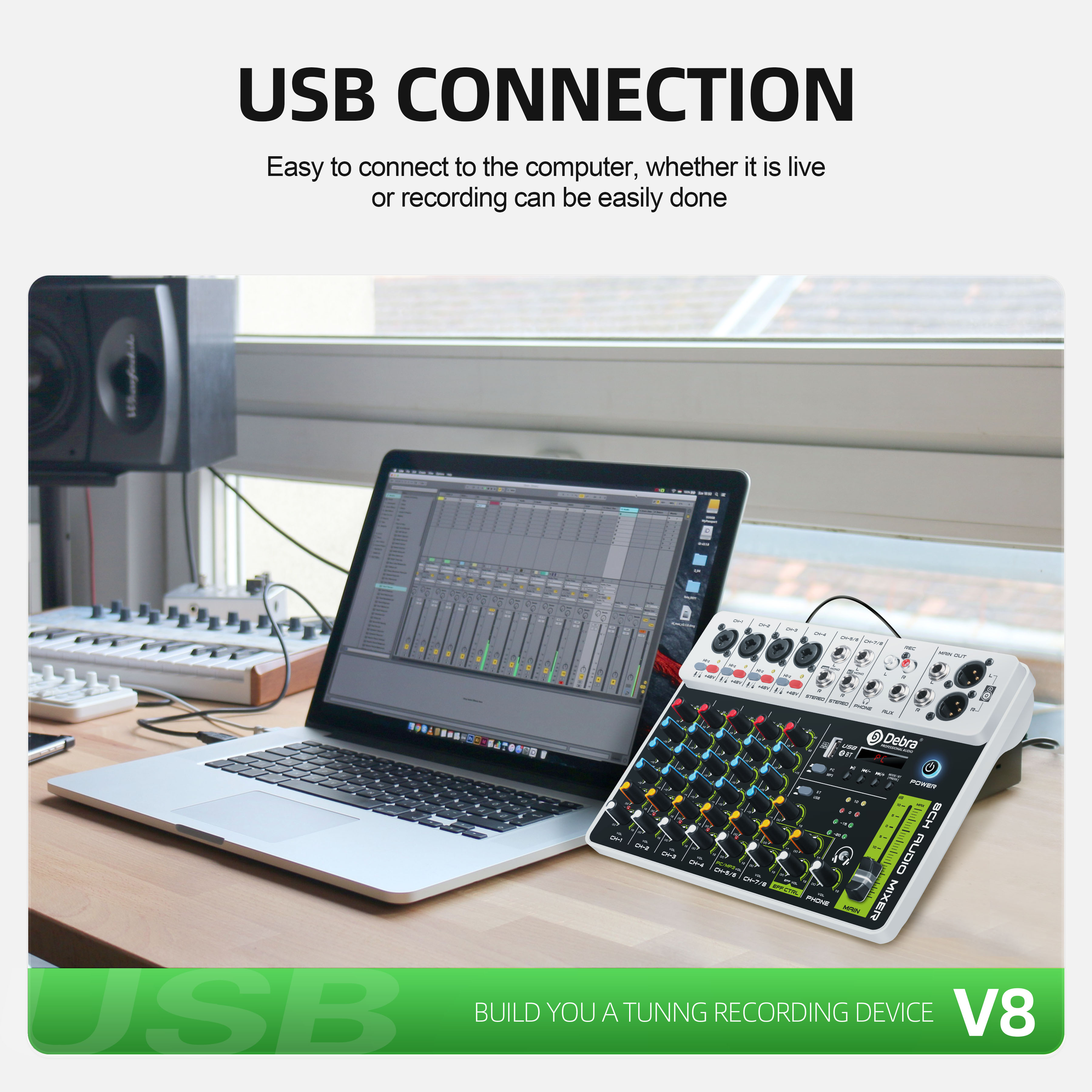 V4 V8 Audio Interface Mixer wi - Audio Mixer 4 Channel avaliação e preço