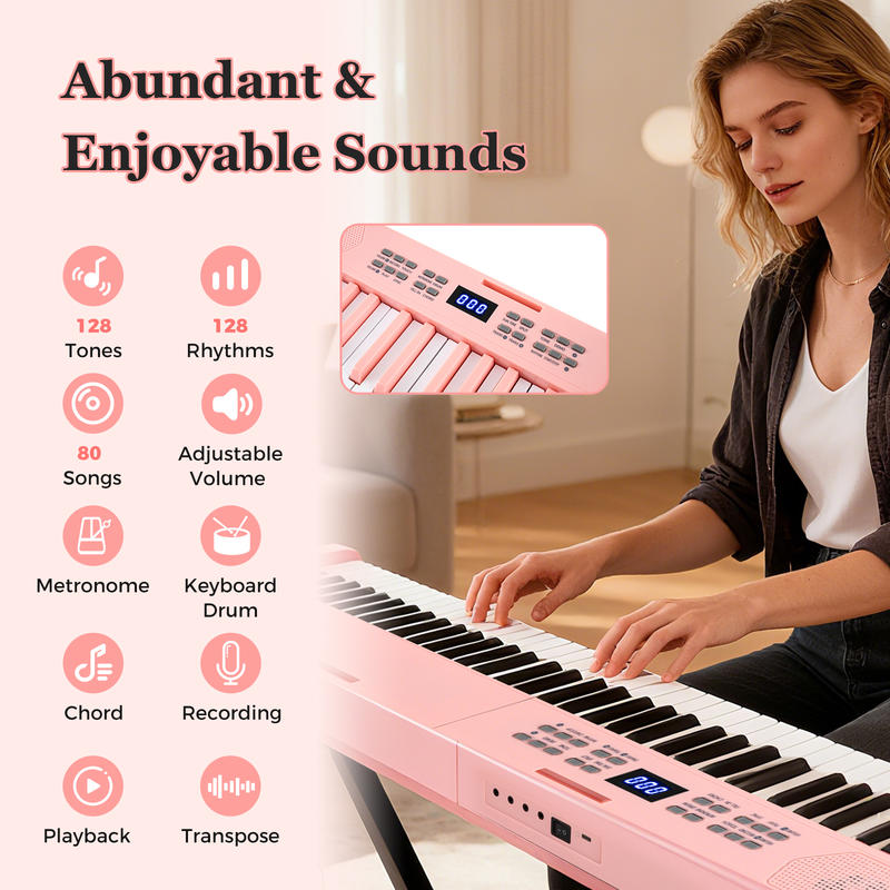 61-Key Foldable Piano Keyboard - Keyboard Piano 61 Key avaliação e preço