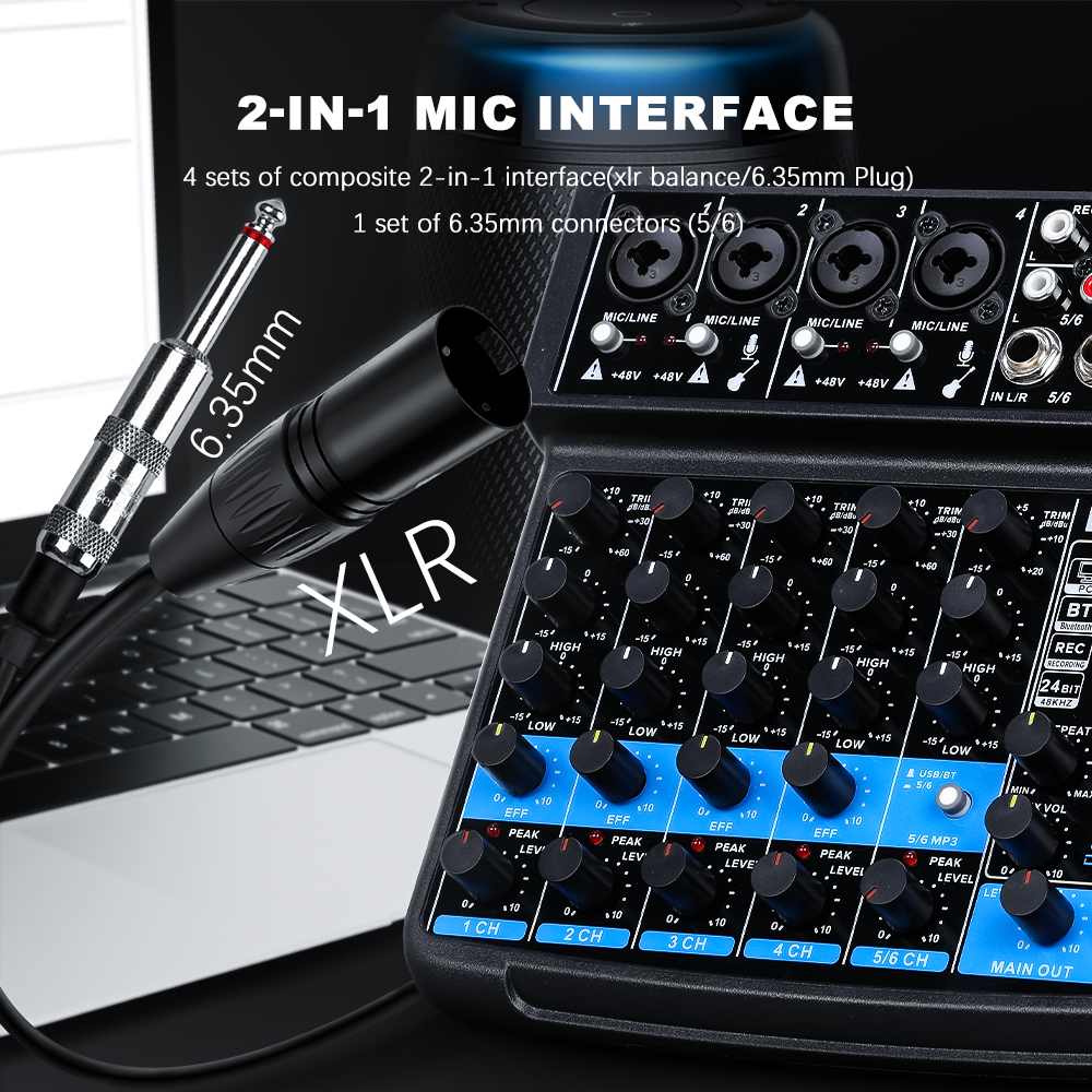 BOMGE Professional 6 Channel 9 - Audio Mixer 4 Channel avaliação e preço