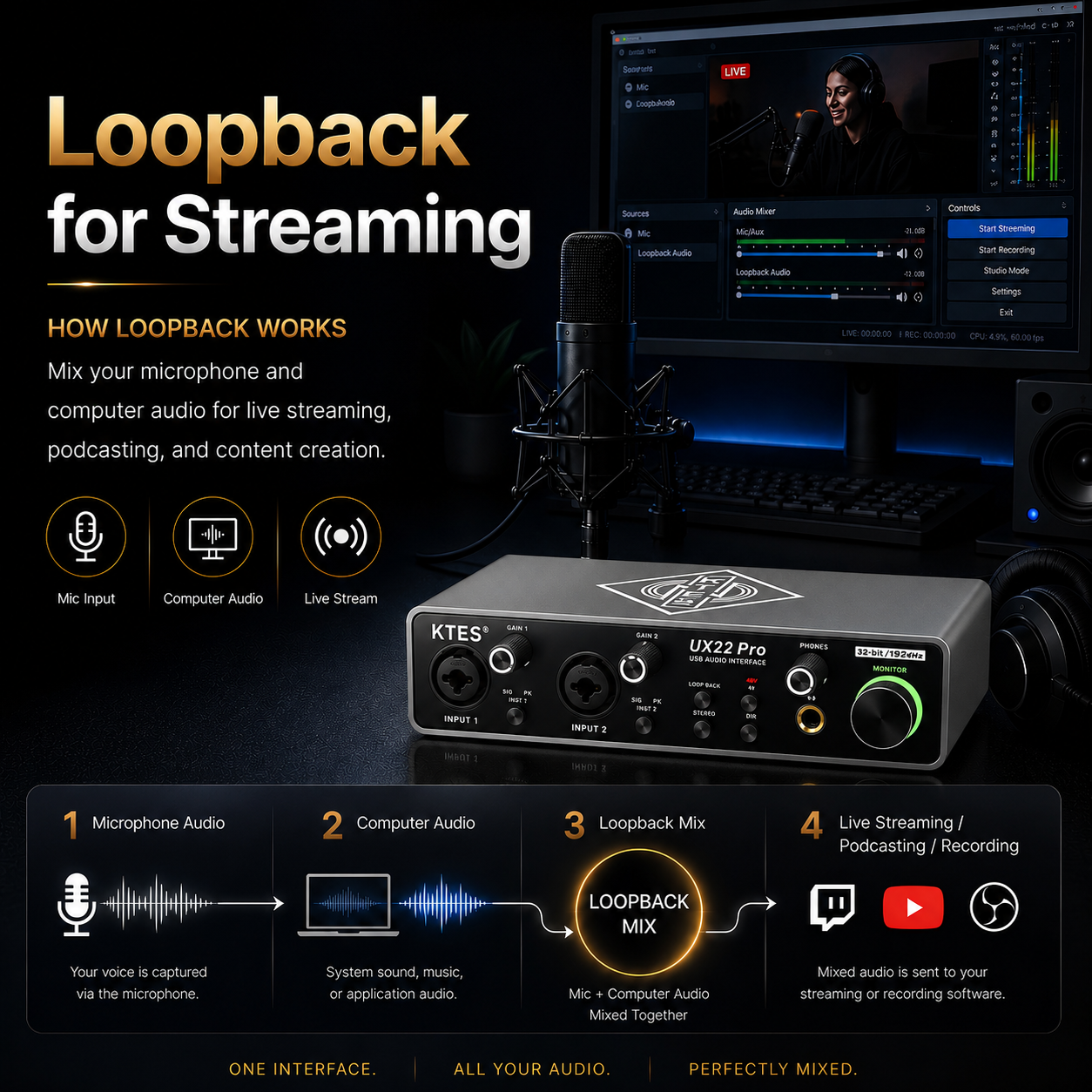 UX22 Pro Audio Interface 192kH - Music Audio Facebook avaliação e preço