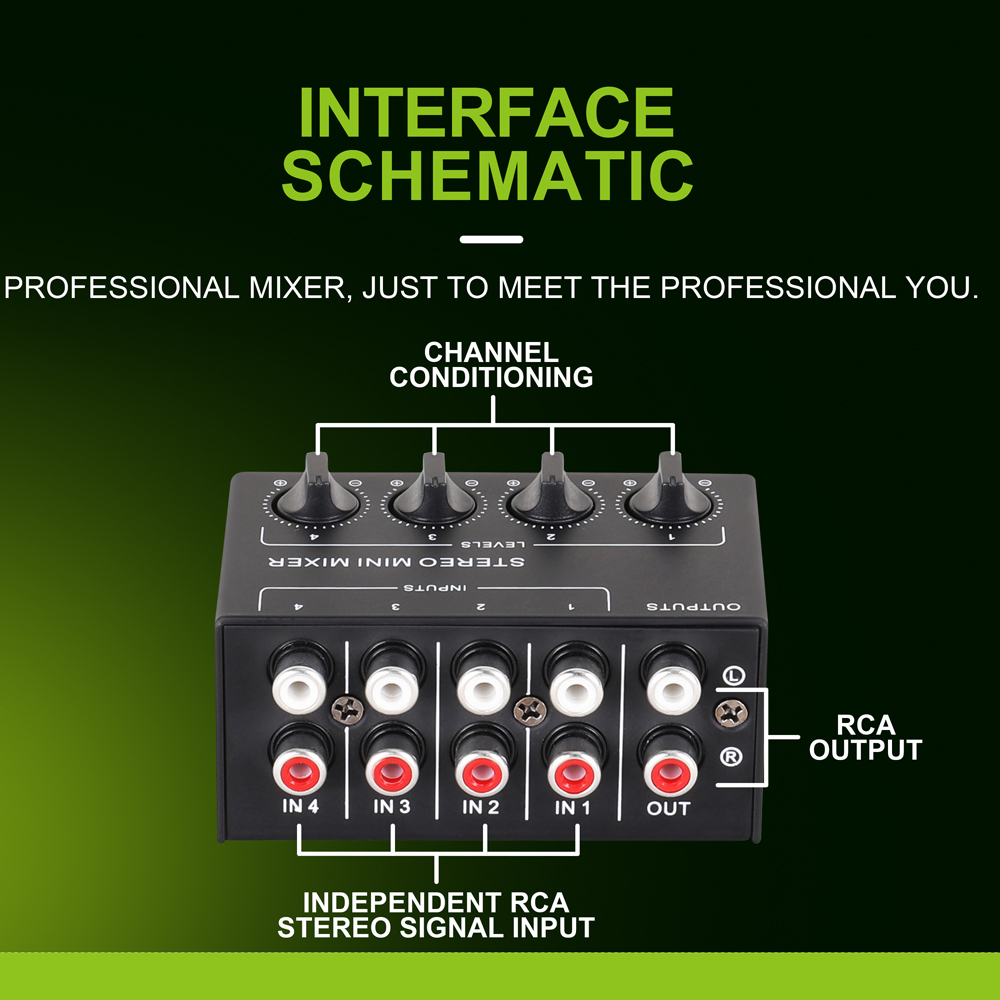 Professional Stereo 4 Channel  - Audio Mixer 4 Channel avaliação e preço