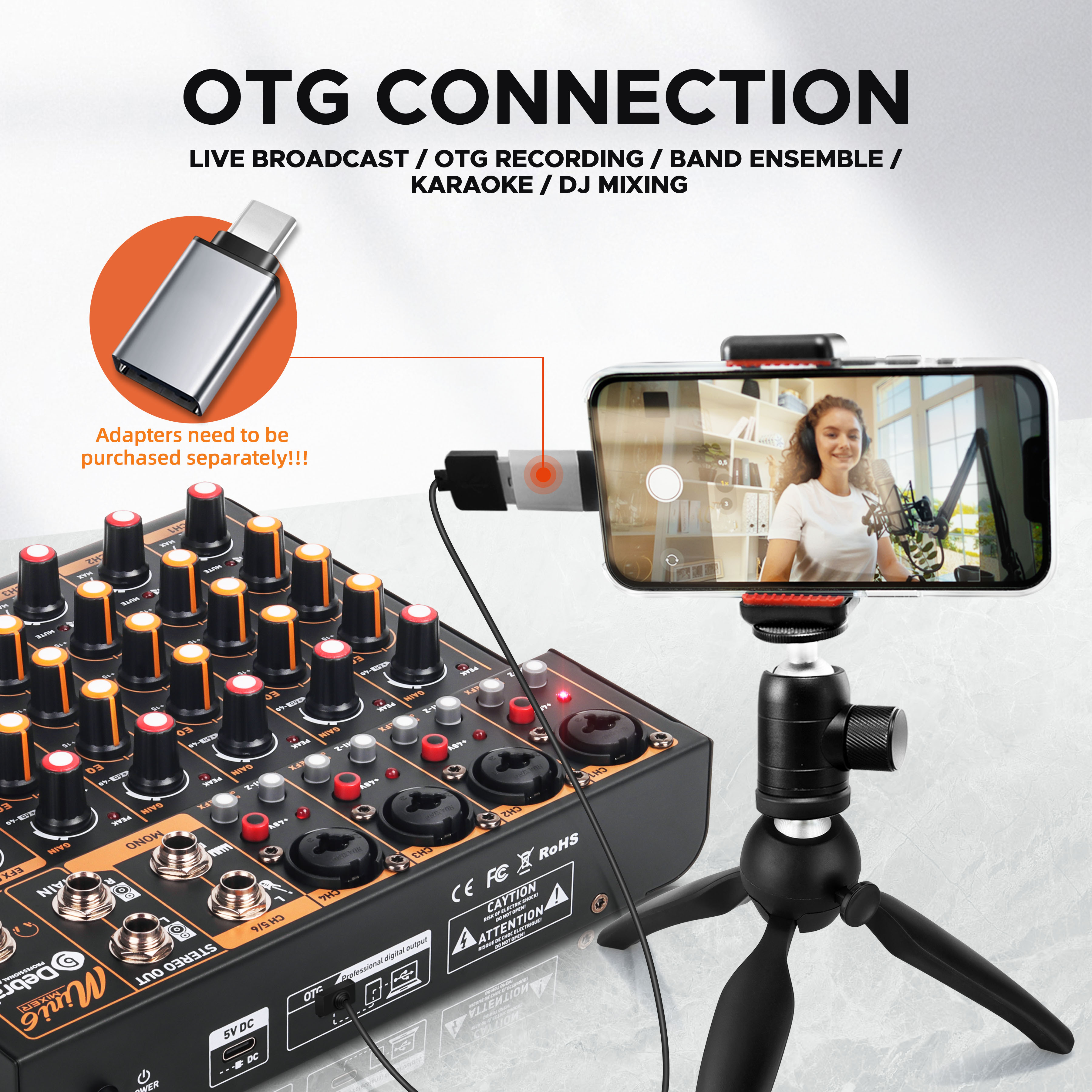 Debra OTG Metal Audio Mixer DJ - Audio Mixer 4 Channel avaliação e preço