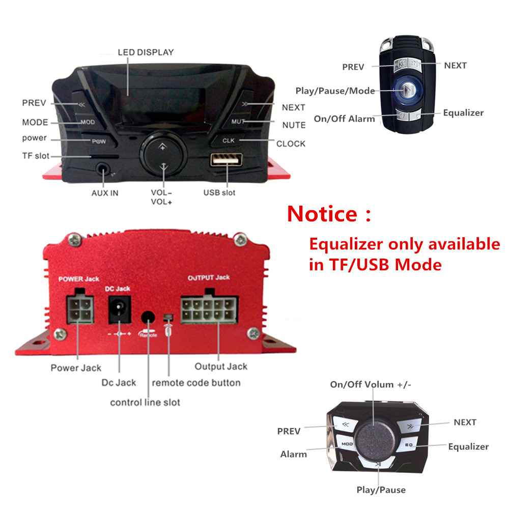 12V 4 Channel UTV ATV Golf Car - Audio Music Free Mp3 avaliação e preço