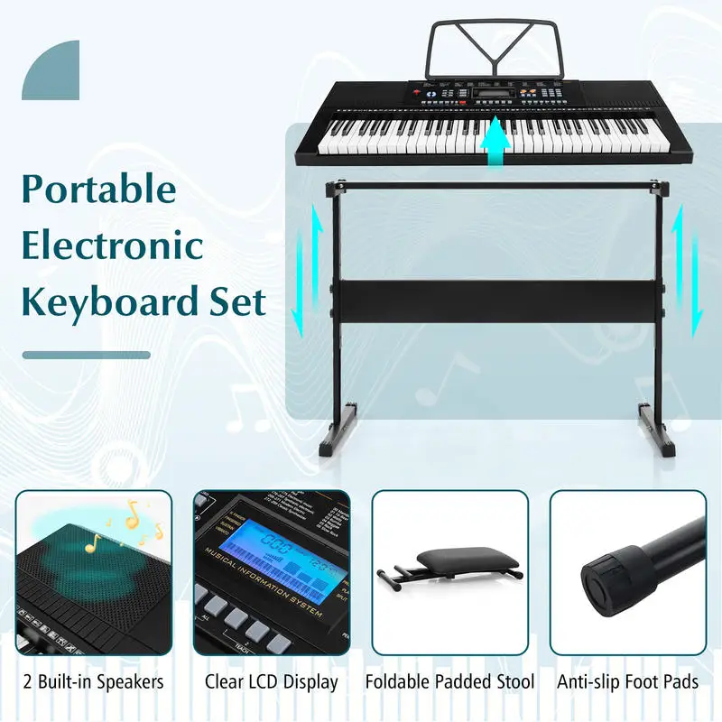 61-Key Electronic Keyboard Pia - Keyboard Piano 61 Key avaliação e preço
