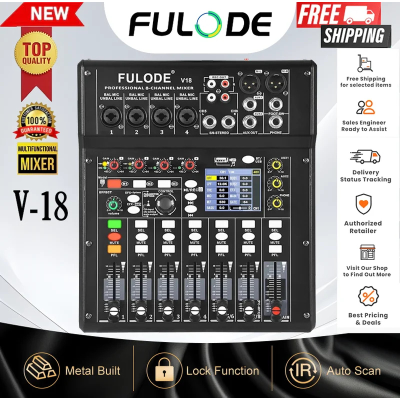 Fuluode 4/8-Channel Mixing Con - Audio Mixer 4 Channel avaliação e preço