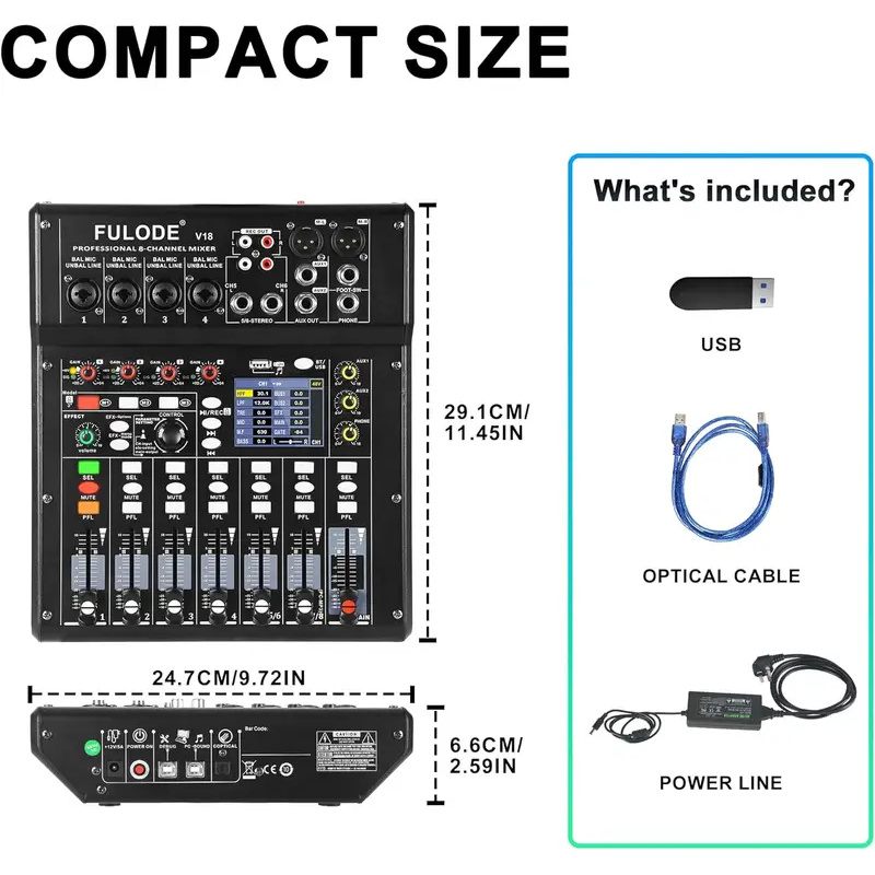 Fuluode 4/8-Channel Mixing Con - Audio Mixer 4 Channel avaliação e preço