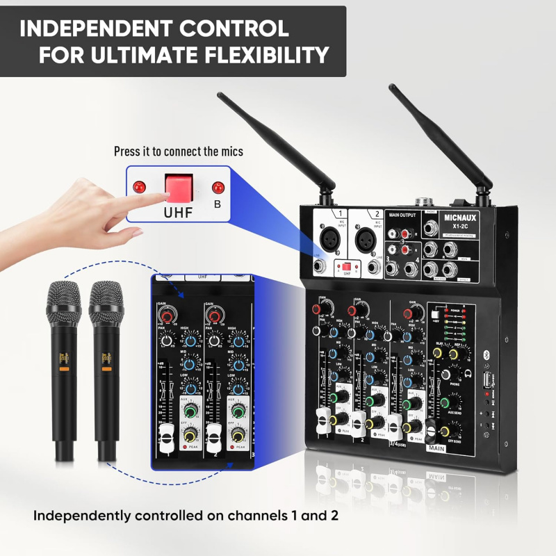 4 Channel Audio Mixer, Karaoke - Audio Mixer 4 Channel avaliação e preço