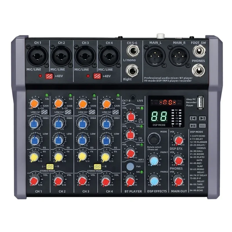 4/6/8 Channel 99 DSP Audio Mix - Audio Mixer 4 Channel avaliação e preço