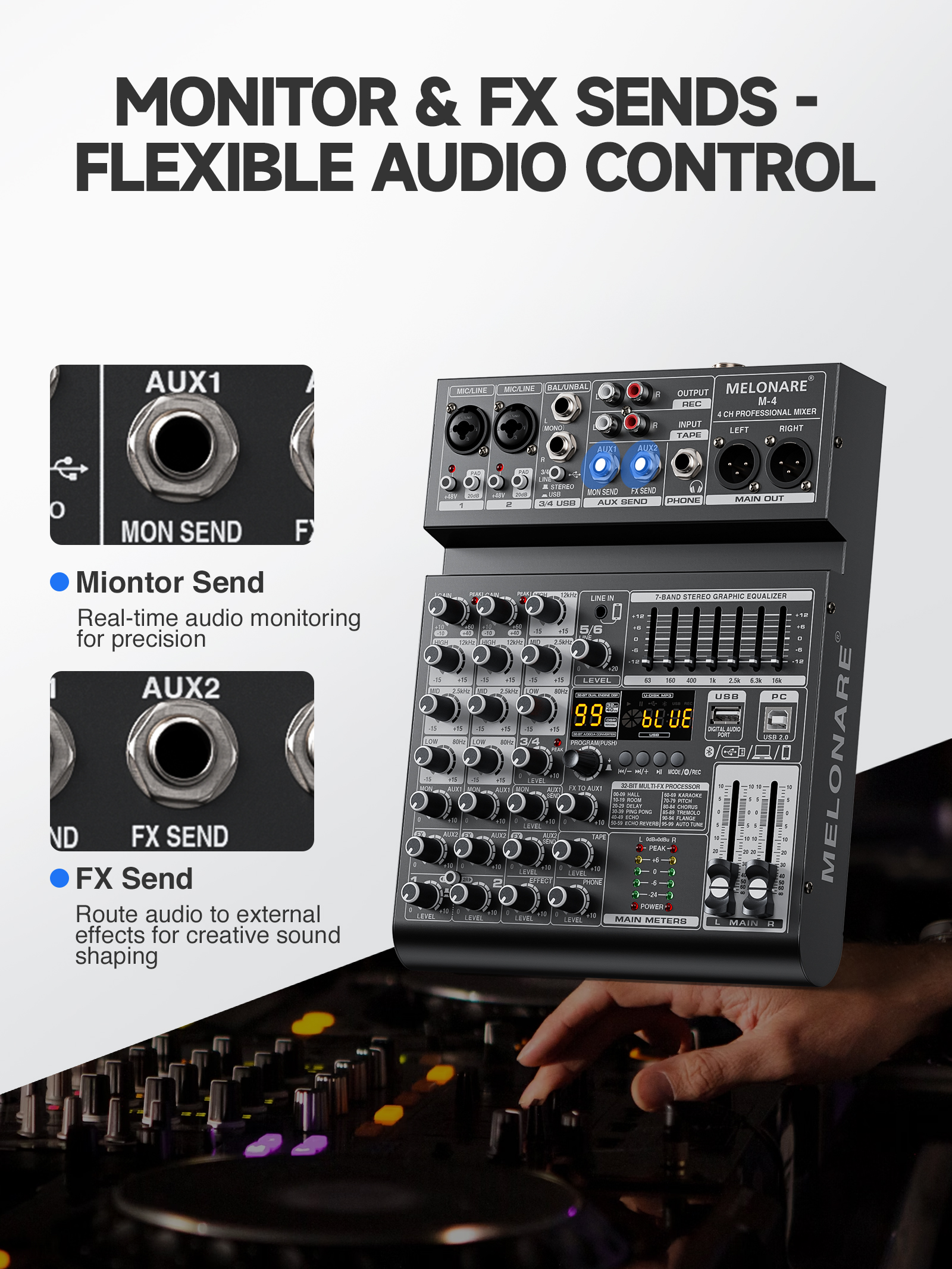 Melonare 4-Channel Audio Mixer - Audio Mixer 4 Channel avaliação e preço