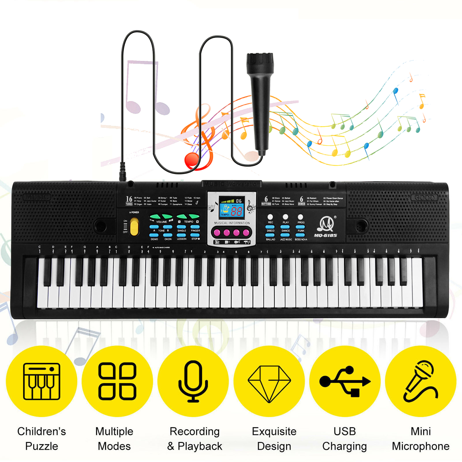 61 Keys Digital Music Electron - Keyboard Piano 61 Key avaliação e preço