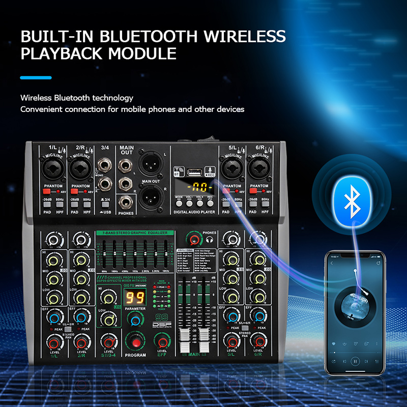 6 Channel Mixing Console 48V 9 - Audio Mixer 4 Channel avaliação e preço