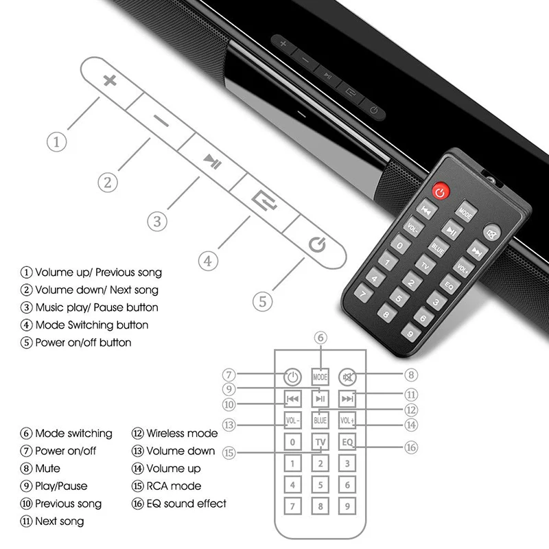 40W Soundbar TV Portable Bluet - Audio Music Visualizer Free avaliação e preço