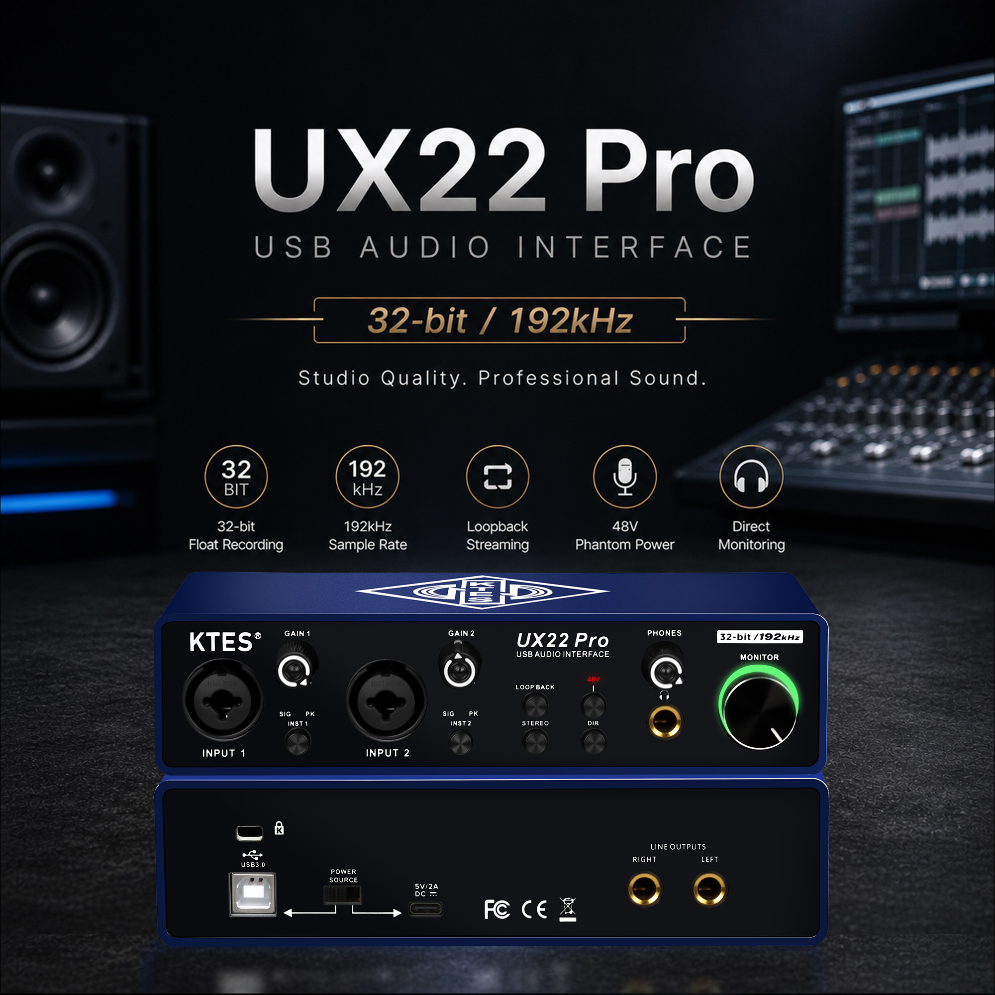 UX22 Pro Audio Interface 192kH - Music Audio Facebook avaliação e preço